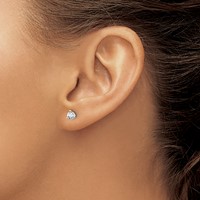 14K White Gold 0.33 Carat Lab Grown Diamond VS SI+ G+ Round Complete Three Prong Screwback Stud Earrings view 3