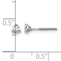 14K White Gold 0.33 Carat Lab Grown Diamond VS SI+ G+ Round Complete Three Prong Screwback Stud Earrings view 5