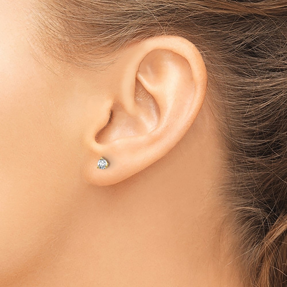 14k 1/3 carat Lab Grown Diamond VS+ F+ Round Complete Three Prong Screwback Stud Earrings (EM1007S-033-LD)