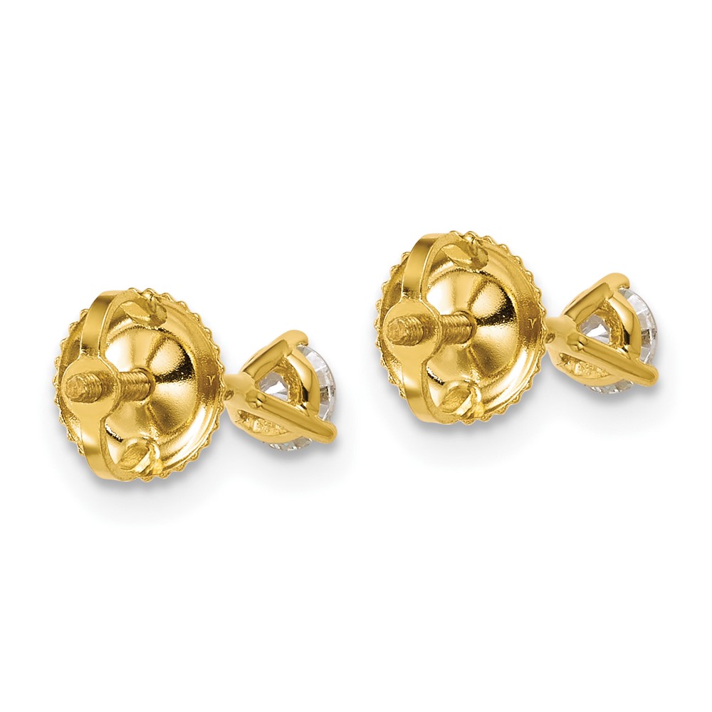 14k 1/3 carat Lab Grown Diamond VS+ F+ Round Complete Three Prong Screwback Stud Earrings (EM1007S-033-LD)
