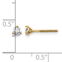 14K Yellow Gold 0.33 Carat Lab Grown Diamond VS SI+ G+ Round Complete Three Prong Screwback Stud Earrings view 5