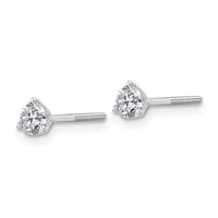 18K White Gold 0.50 Carat Lab Grown Diamond VS+ F+ Round Complete Three Prong Screwback Stud Earrings view 2