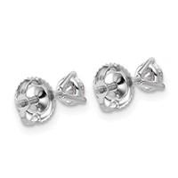 18K White Gold 0.50 Carat Lab Grown Diamond VS+ F+ Round Complete Three Prong Screwback Stud Earrings view 3