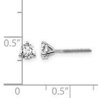 18K White Gold 0.50 Carat Lab Grown Diamond VS+ F+ Round Complete Three Prong Screwback Stud Earrings view 4