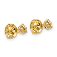 18K Yellow Gold 0.50 Carat Certified Lab Grown Diamond VS+ F+ Round Complete Three Prong Screwback Stud Earrings view 3