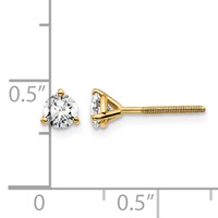 18K Yellow Gold 0.50 Carat Certified Lab Grown Diamond VS+ F+ Round Complete Three Prong Screwback Stud Earrings view 4