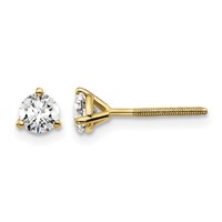 18K Yellow Gold 0.50 Carat Certified Lab Grown Diamond VS+ F+ Round Complete Three Prong Screwback Stud Earrings view 1