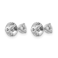 Platinum 0.50 Carat Lab Grown Diamond VS+ F+ Round Complete Three Prong Screwback Stud Earrings view 3