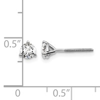 Platinum 0.50 Carat Lab Grown Diamond VS+ F+ Round Complete Three Prong Screwback Stud Earrings view 4