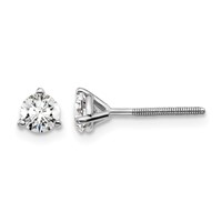 Platinum 0.50 Carat Lab Grown Diamond VS+ F+ Round Complete Three Prong Screwback Stud Earrings view 1
