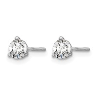 14K White Gold 0.50 Carat Certified Lab Grown Diamond VS+ F+ Round Complete Three Prong Screwback Stud Earrings view 2
