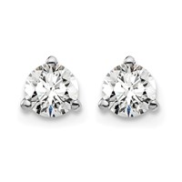 14K White Gold 0.50 Carat Certified Lab Grown Diamond VS+ F+ Round Complete Three Prong Screwback Stud Earrings view 3