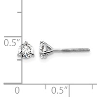 14K White Gold 0.50 Carat Certified Lab Grown Diamond VS+ F+ Round Complete Three Prong Screwback Stud Earrings view 5