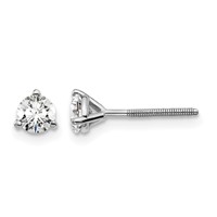 14K White Gold 0.50 Carat Certified Lab Grown Diamond VS+ F+ Round Complete Three Prong Screwback Stud Earrings view 1