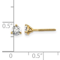 14K Yellow Gold 0.50 Carat Certified Lab Grown Diamond VS SI+ G+ Round Complete Three Prong Screwback Stud Earrings view 5
