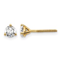 14K Yellow Gold 0.50 Carat Certified Lab Grown Diamond VS SI+ G+ Round Complete Three Prong Screwback Stud Earrings view 1