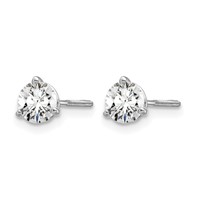 14K White Gold 0.62 Carat Lab Grown Diamond VS+ F+ Round Complete Three Prong Screwback Stud Earrings view 2