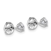 14K White Gold 0.62 Carat Lab Grown Diamond VS+ F+ Round Complete Three Prong Screwback Stud Earrings view 4