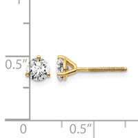 14K Yellow Gold 0.62 Carat Lab Grown Diamond VS+ F+ Round Complete Three Prong Screwback Stud Earrings view 4