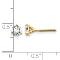 18K Yellow Gold 0.75 Carat Lab Grown Diamond VS+ F+ Round Complete Three Prong Screwback Stud Earrings view 4