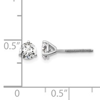 Platinum 0.75 Carat Certified Lab Grown Diamond VS+ F+ Round Complete Three Prong Screwback Stud Earrings view 4