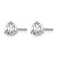 14K White Gold 0.75 Carat Certified Lab Grown Diamond VS+ F+ Round Complete Three Prong Screwback Stud Earrings view 2