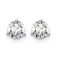 14K White Gold 0.75 Carat Certified Lab Grown Diamond VS+ F+ Round Complete Three Prong Screwback Stud Earrings view 3