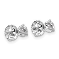14K White Gold 0.75 Carat Certified Lab Grown Diamond VS+ F+ Round Complete Three Prong Screwback Stud Earrings view 4