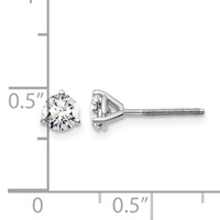 14K White Gold 0.75 Carat Certified Lab Grown Diamond VS+ F+ Round Complete Three Prong Screwback Stud Earrings view 5