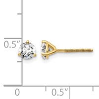 14K Yellow Gold 0.75 Carat Certified Lab Grown Diamond VS SI+ G+ Round Complete Three Prong Screwback Stud Earrings view 5