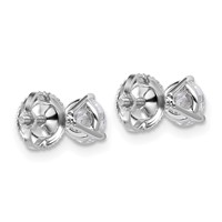 18K White Gold 1 Carat Certified Lab Grown Diamond VS+ F+ Round Complete Three Prong Screwback Stud Earrings view 3