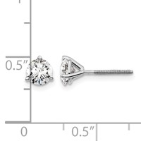 18K White Gold 1 Carat Certified Lab Grown Diamond VS+ F+ Round Complete Three Prong Screwback Stud Earrings view 4