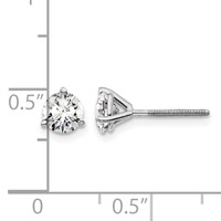 Platinum 1 Carat Lab Grown Diamond VS+ F+ Round Complete Three Prong Screwback Stud Earrings view 4