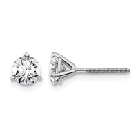 Platinum 1 Carat Lab Grown Diamond VS+ F+ Round Complete Three Prong Screwback Stud Earrings view 1