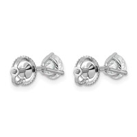 14K White Gold 1 Carat Lab Grown Diamond VS+ F+ Round Complete Three Prong Screwback Stud Earrings view 4