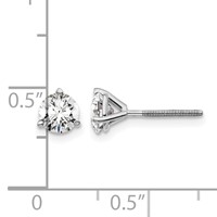 14K White Gold 1 Carat Lab Grown Diamond VS+ F+ Round Complete Three Prong Screwback Stud Earrings view 5