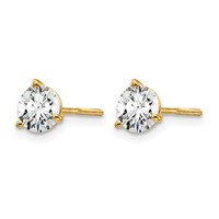 14K Yellow Gold 1 Carat Certified Lab Grown Diamond VS SI+ G+ Round Complete Three Prong Screwback Stud Earrings view 2