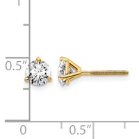 14K Yellow Gold 1 Carat Certified Lab Grown Diamond VS SI+ G+ Round Complete Three Prong Screwback Stud Earrings view 5