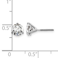 18K White Gold 1.50 Carat Certified Lab Grown Diamond VS+ F+ Round Complete Three Prong Screwback Stud Earrings view 4