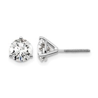 18K White Gold 1.50 Carat Certified Lab Grown Diamond VS+ F+ Round Complete Three Prong Screwback Stud Earrings view 1
