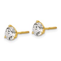 18K Yellow Gold 1.50 Carat Certified Lab Grown Diamond VS+ F+ Round Complete Three Prong Screwback Stud Earrings view 2