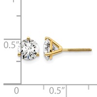 18K Yellow Gold 1.50 Carat Certified Lab Grown Diamond VS+ F+ Round Complete Three Prong Screwback Stud Earrings view 4