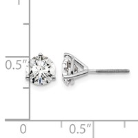 Platinum 1.50 Carat Certified Lab Grown Diamond VS+ F+ Round Complete Three Prong Screwback Stud Earrings view 4