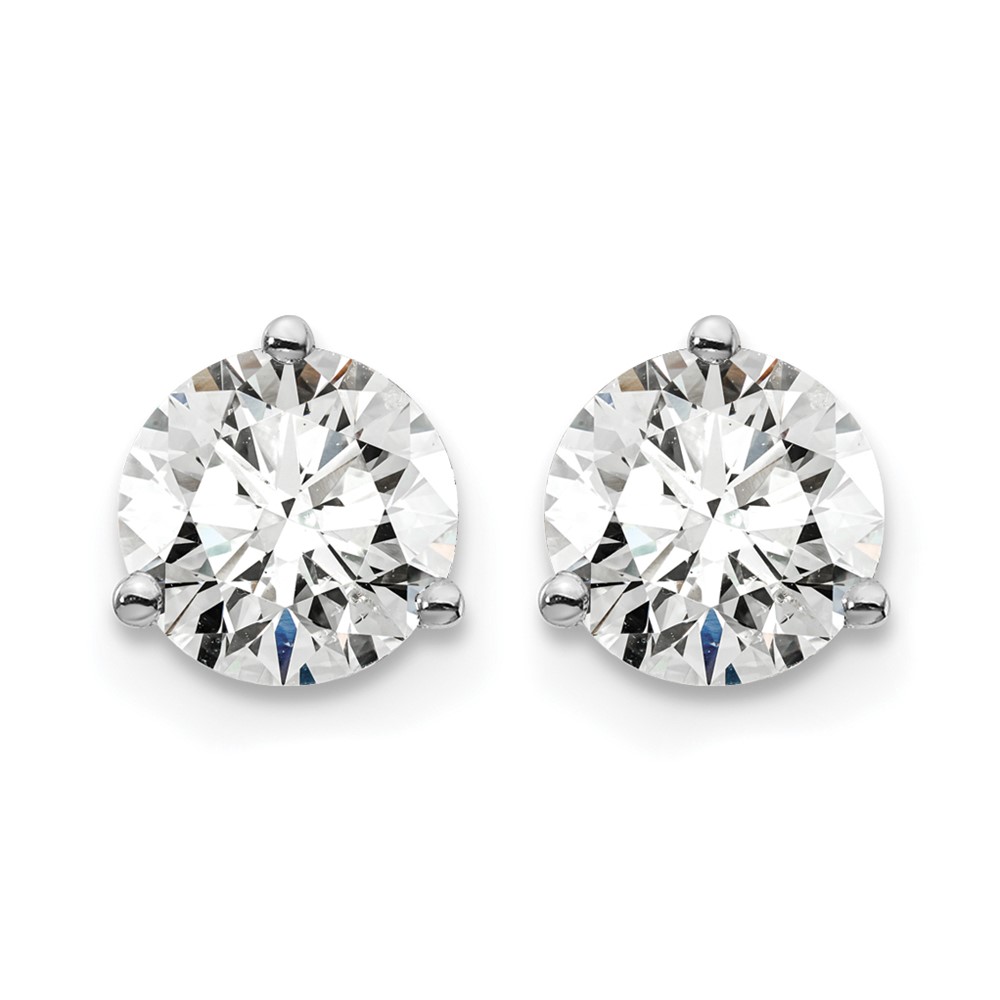 14k 1 1/2 carat Certified Lab Grown Diamond VS/SI+ G+ Round Complete Three Prong Stud Earrings (EM1007S-150C-WLG)