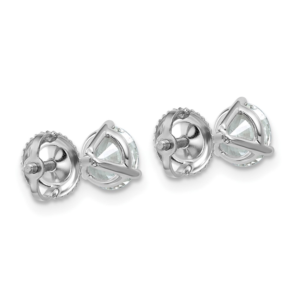 14k 1 1/2 carat Certified Lab Grown Diamond VS/SI+ G+ Round Complete Three Prong Stud Earrings (EM1007S-150C-WLG)