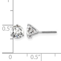 14K White Gold 1.50 Carat Lab Grown Diamond VS SI+ G+ Round Complete Three Prong Screwback Stud Earrings view 5