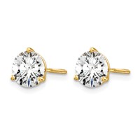 14K Yellow Gold 1.50 Carat Lab Grown Diamond VS SI+ G+ Round Complete Three Prong Screwback Stud Earrings view 2