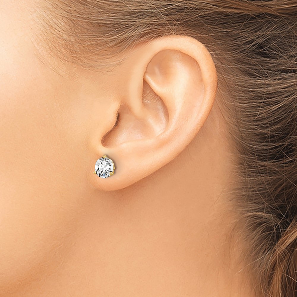 14k 1 1/2 carat Lab Grown Diamond VS+ F+ Round Complete Three Prong Screwback Stud Earrings (EM1007S-150-LD)