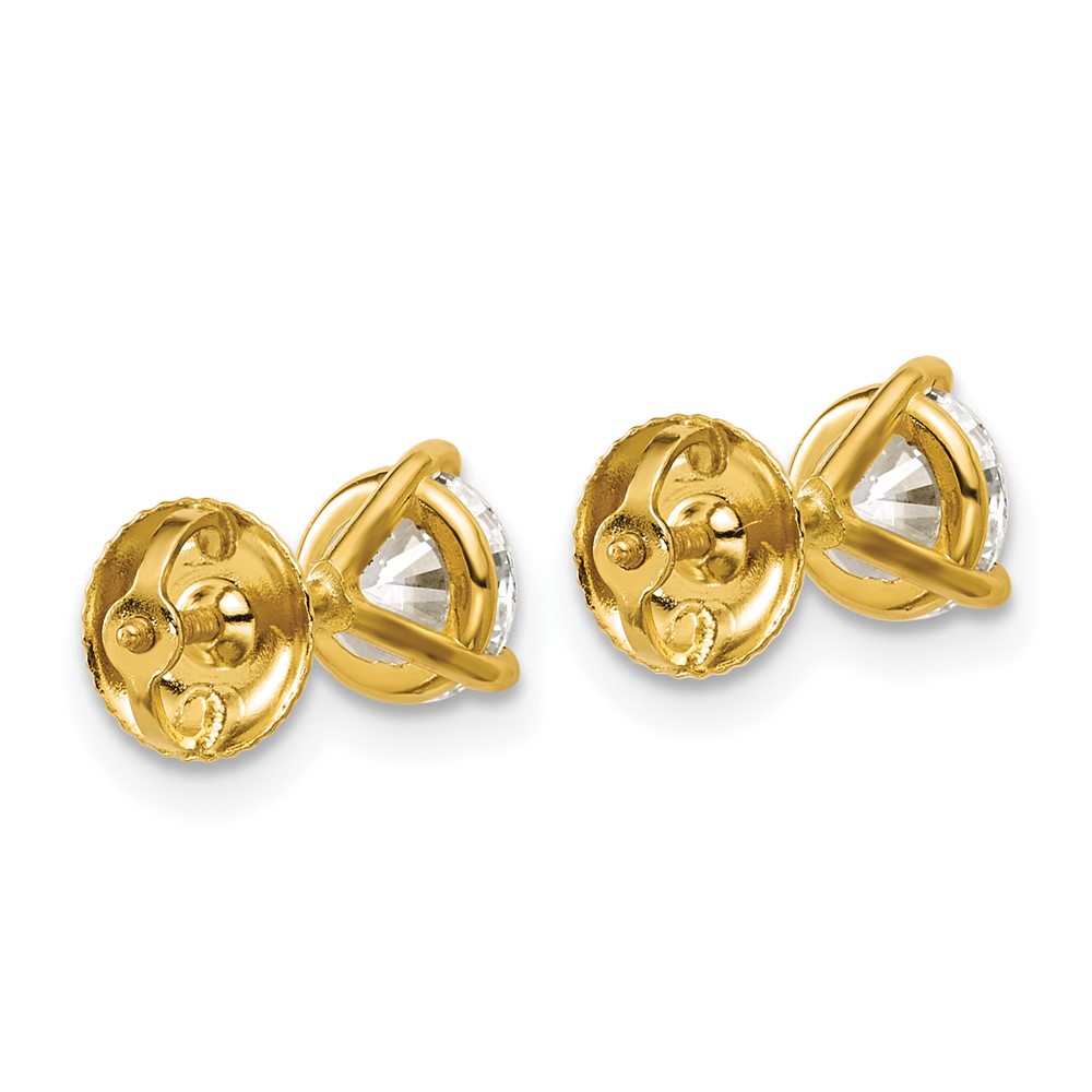 14k 1 1/2 carat Lab Grown Diamond VS+ F+ Round Complete Three Prong Screwback Stud Earrings (EM1007S-150-LD)