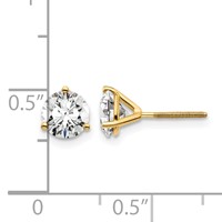 14K Yellow Gold 1.50 Carat Lab Grown Diamond VS SI+ G+ Round Complete Three Prong Screwback Stud Earrings view 5